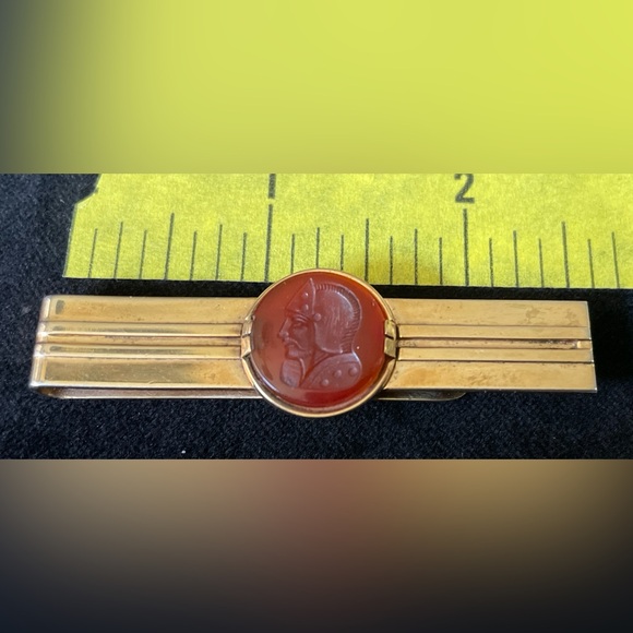 Swank - Vintage Tie Bar - Carnelian Intaglio - Faux? - Picture 2 of 3